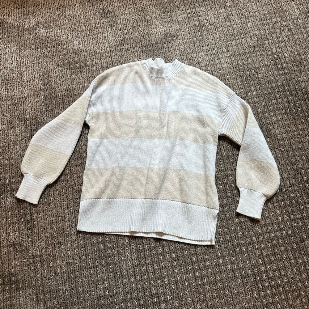 moon & madison Cream and White Striped Sweater